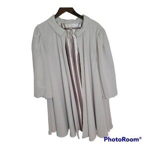 Gorgeous Light Taupe Chiffon Cape Jacket 3/4 balloon sleeve Pink Satin Lining